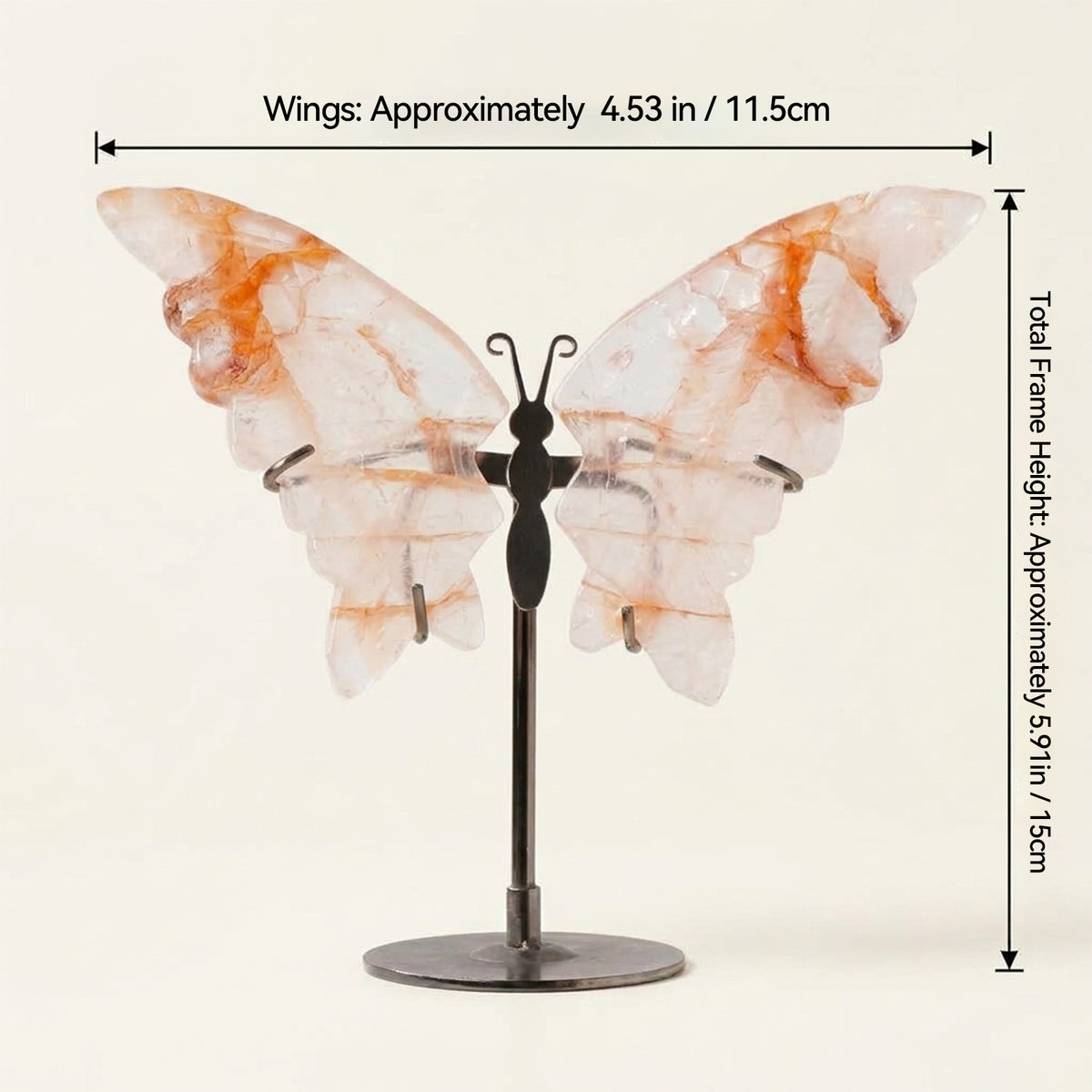 Red Hematoid Quartz Butterfly Sculpture | Cut from Raw Crystal