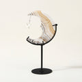 Banded Agate Moon Sculpture with Star | Cut from Raw Stone