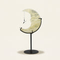 Yellow Quartz Moon Sculpture with Star | Cut from Raw Stone