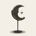 Chalcopyrite Moon Sculpture with Star | Cut from Raw Stone