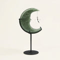 Green Aventurine Moon Sculpture with Star | Cut from Raw Stone