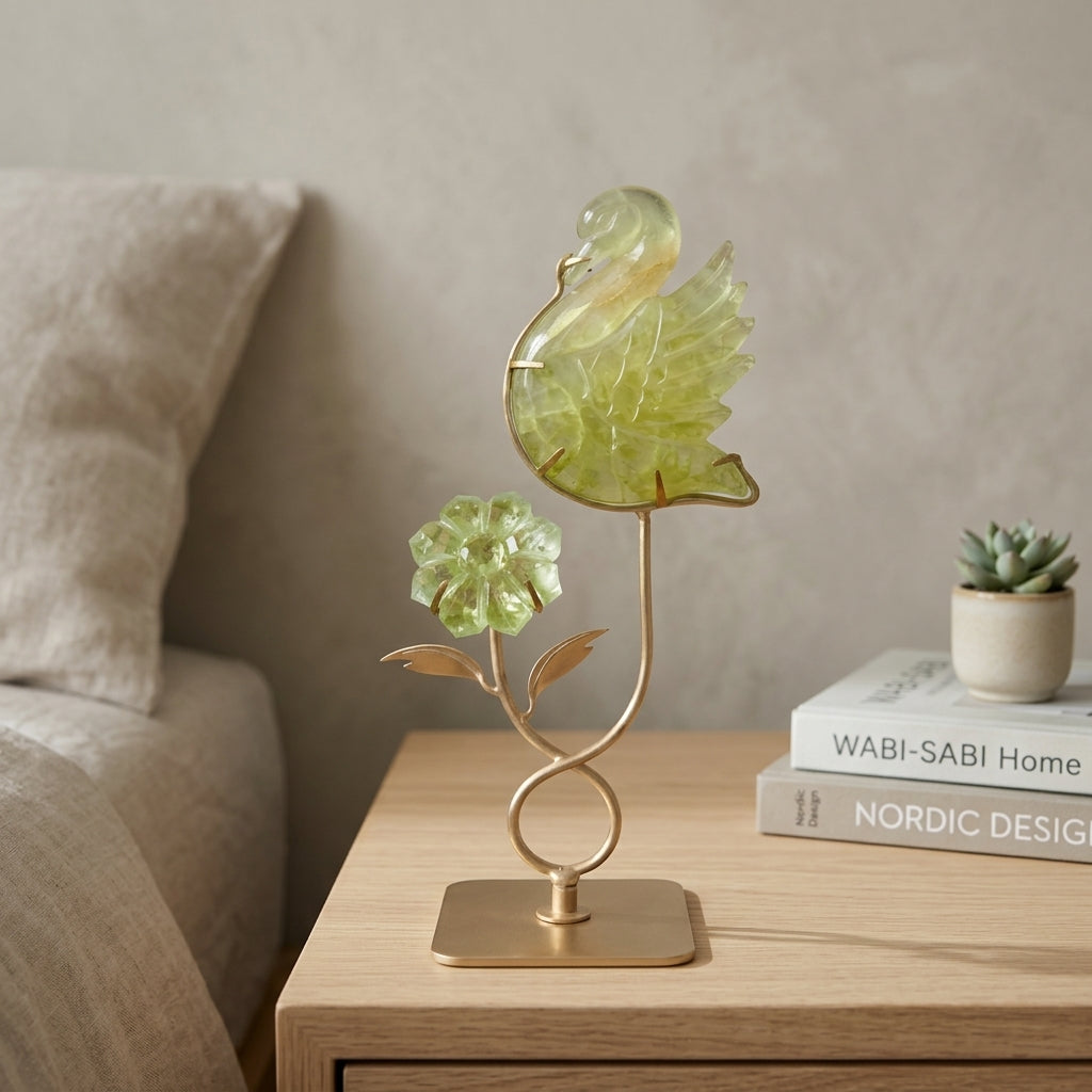 Citrine Bird & Flower Sculpture | Abundance & New Beginnings