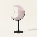 Rose Quartz Moon Sculpture with Star | Cut from Raw Stone