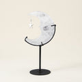 Clear Quartz Moon Sculpture with Star | Cut from Raw Stone