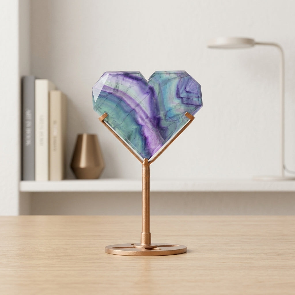 Natural Fluorite Heart Sculpture | Clarity & Self-Love