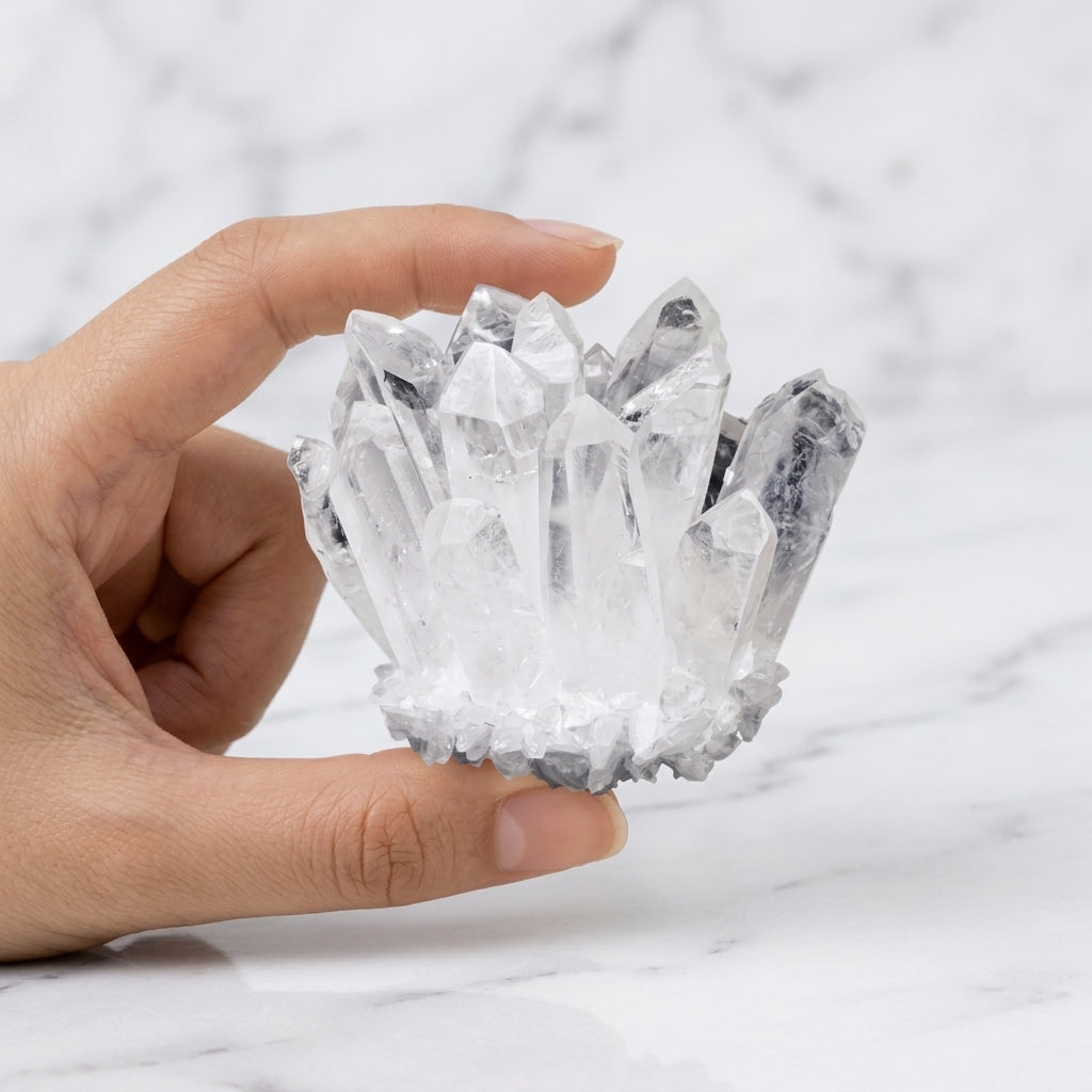 Natural Clear Quartz Cluster | Raw Crystal Home Decor