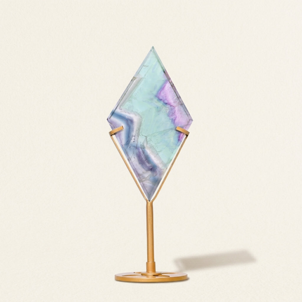 Natural Fluorite Diamond Sculpture | Mental Clarity & Focus