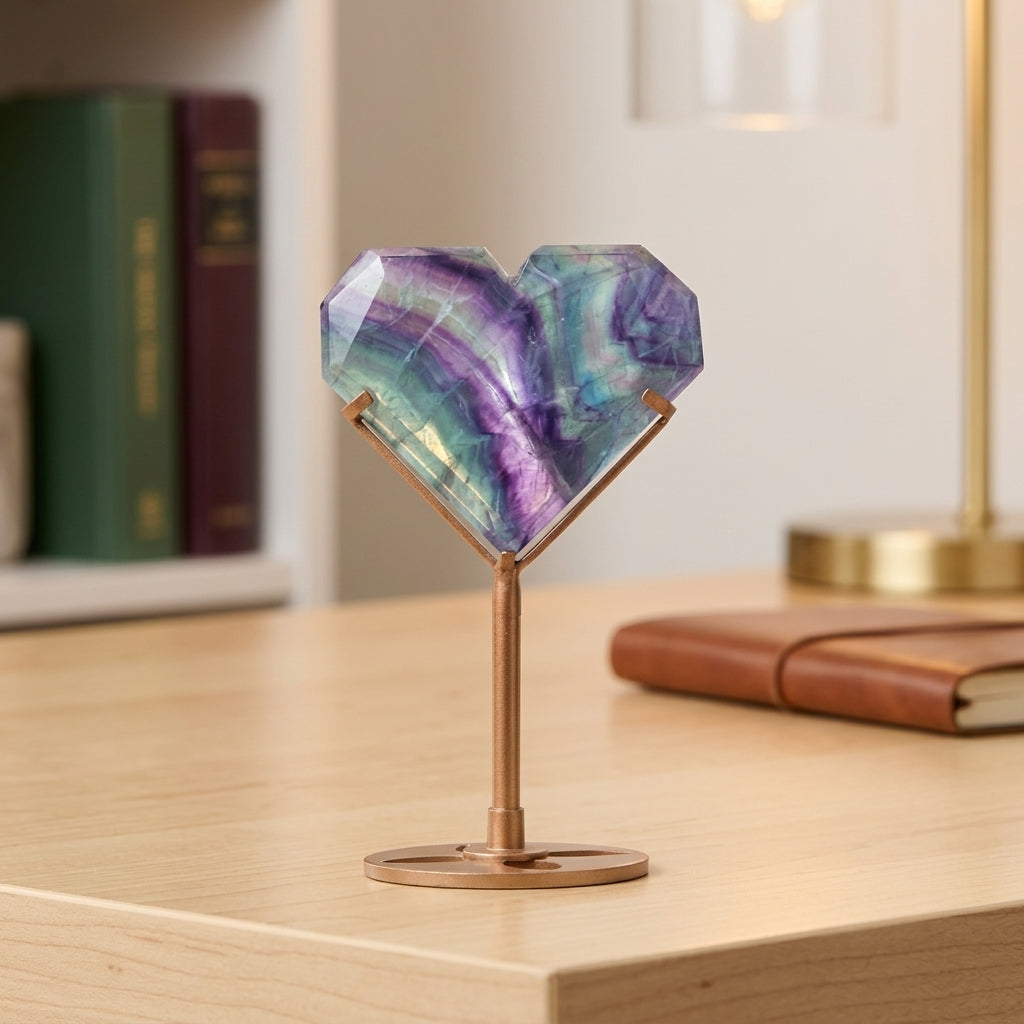 Natural Fluorite Heart Sculpture | Clarity & Self-Love