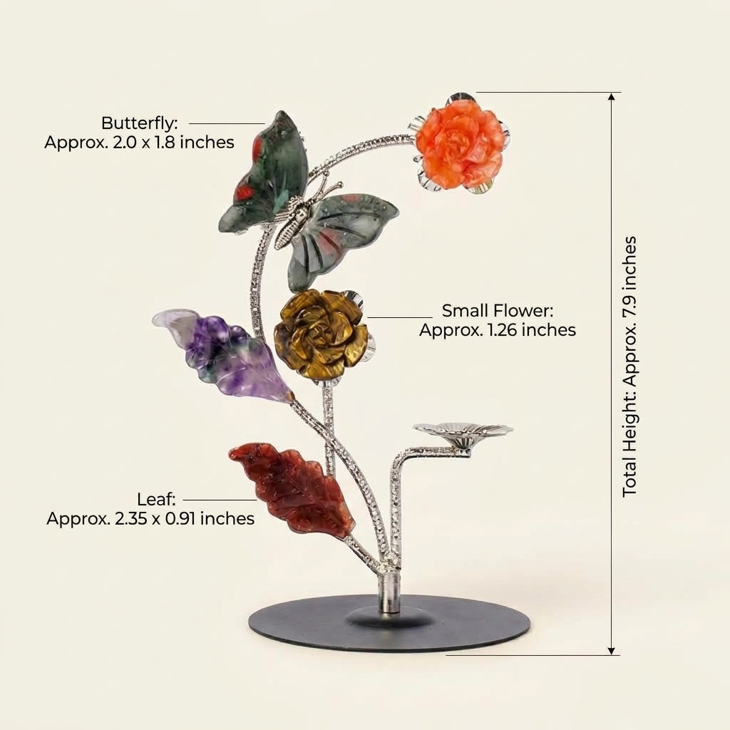 Handcrafted Gemstone Flower Branch | Agate & Crystal Sculpture