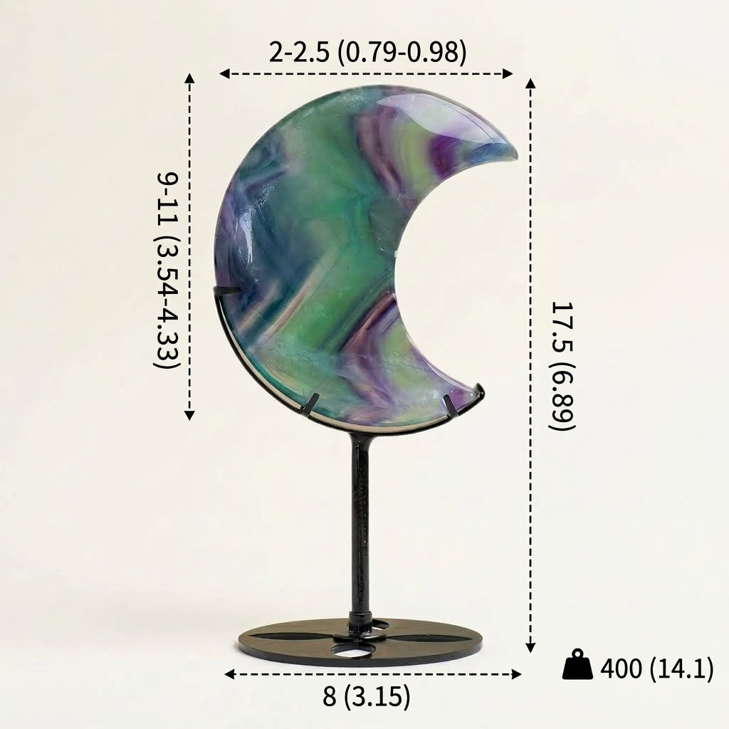 Rainbow Fluorite Moon Sculpture | Mental Clarity & Focus