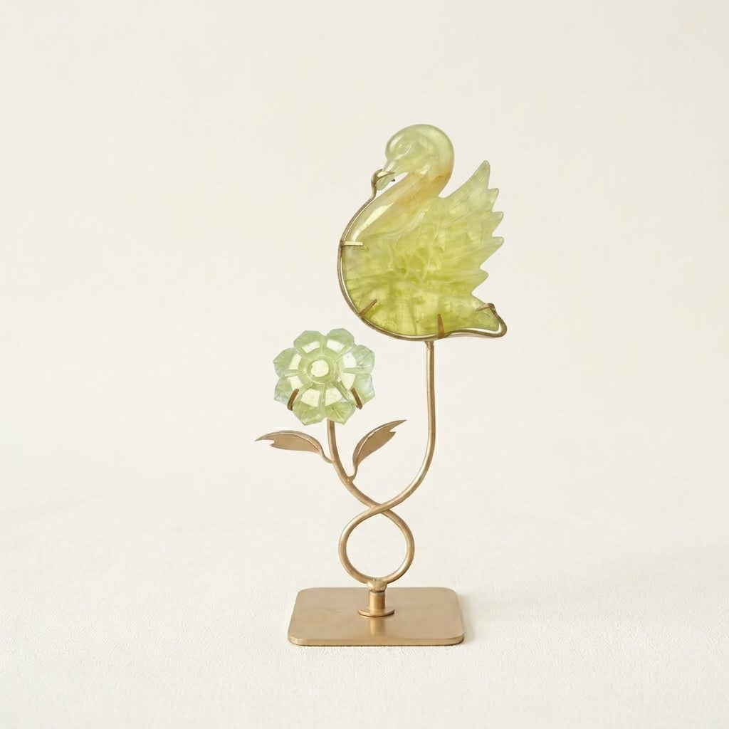 Citrine Bird & Flower Sculpture | Abundance & New Beginnings