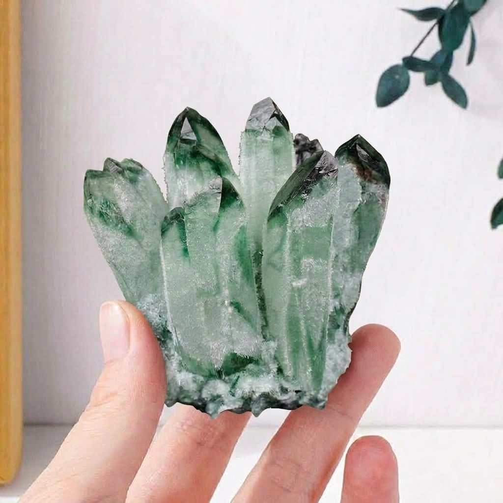 Green Phantom Quartz Cluster | Growth & Abundance