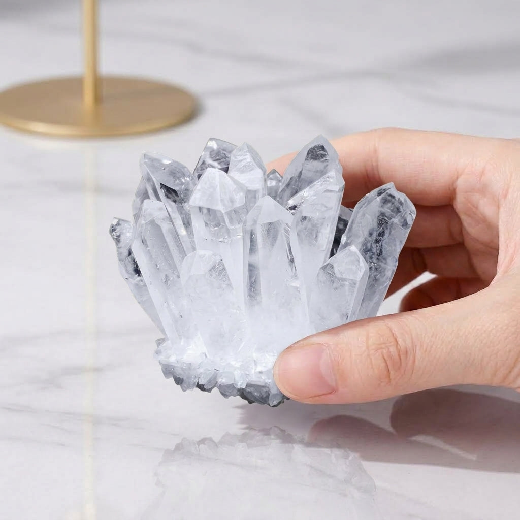 Natural Clear Quartz Cluster | Raw Crystal Home Decor