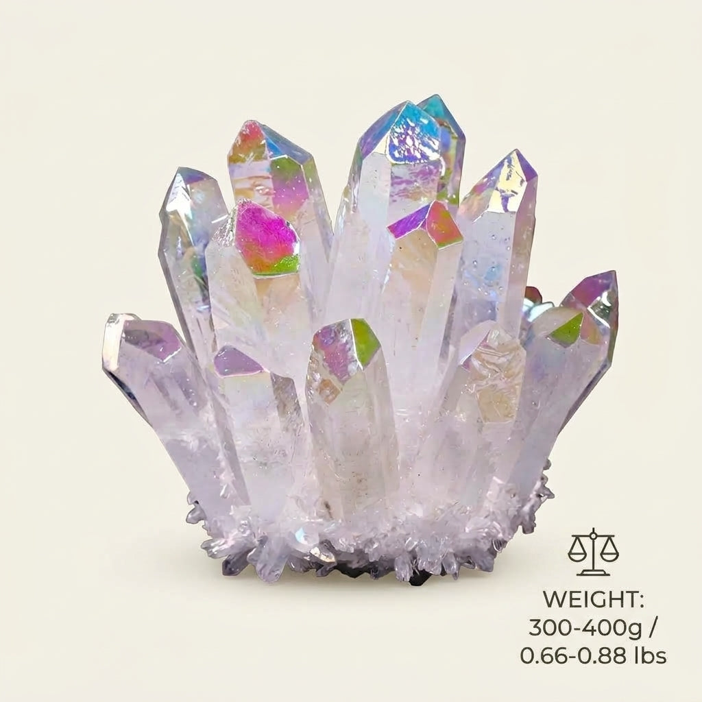 Rainbow Aura Quartz Cluster | Angel Aura Crystal Decor