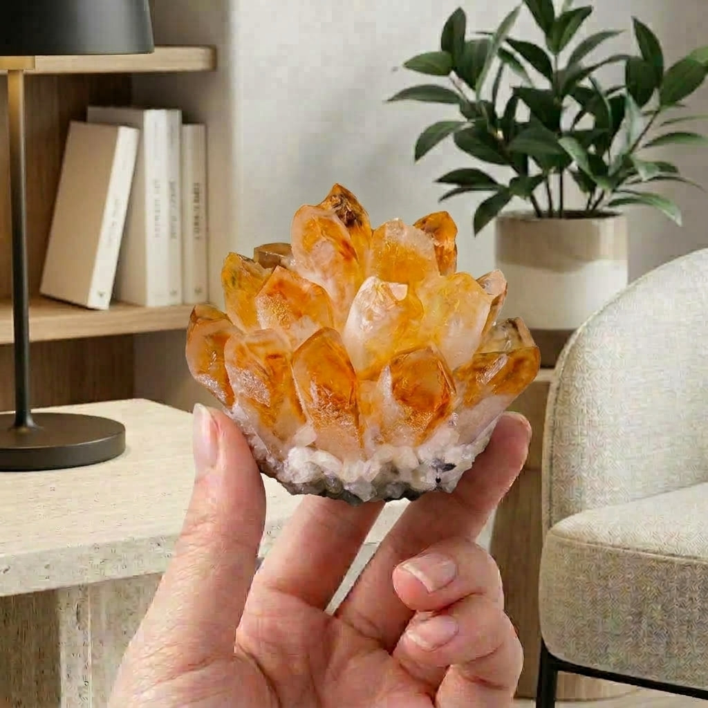 High-Grade Citrine Cluster | Deep Golden Raw Crystal