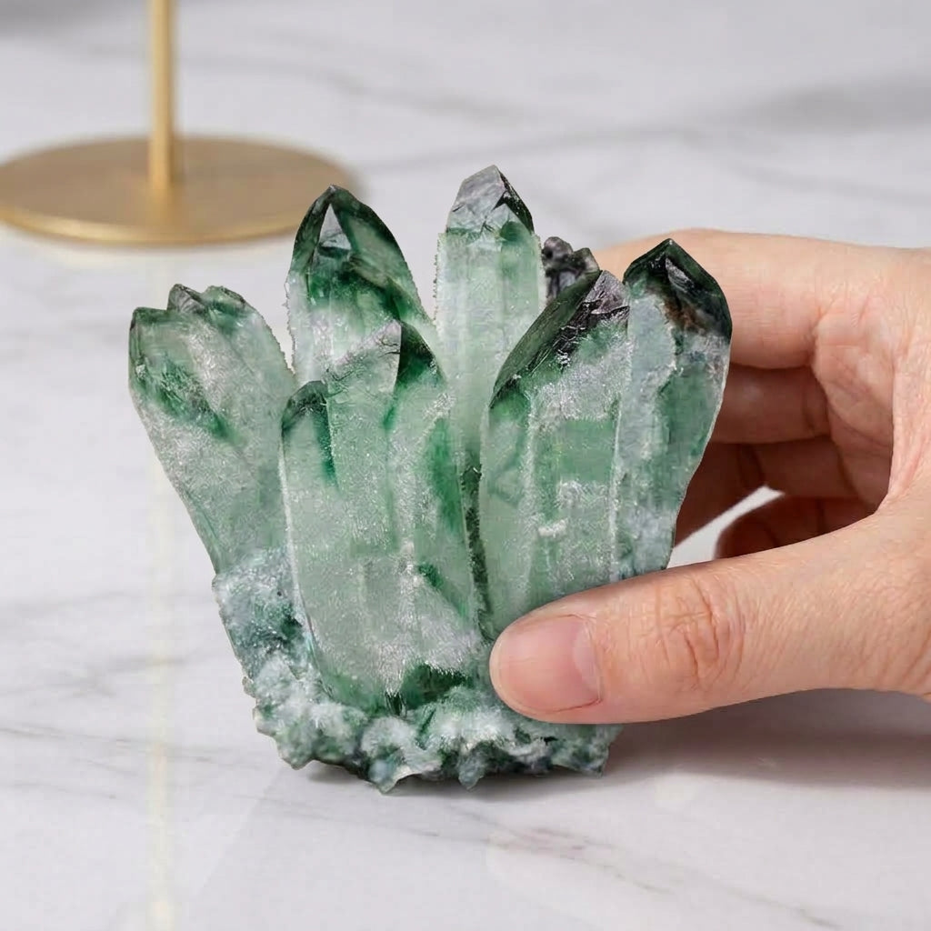 Green Phantom Quartz Cluster | Growth & Abundance