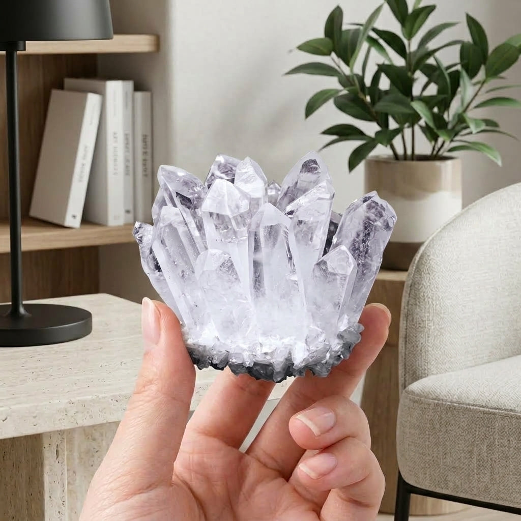 Natural Clear Quartz Cluster | Raw Crystal Home Decor