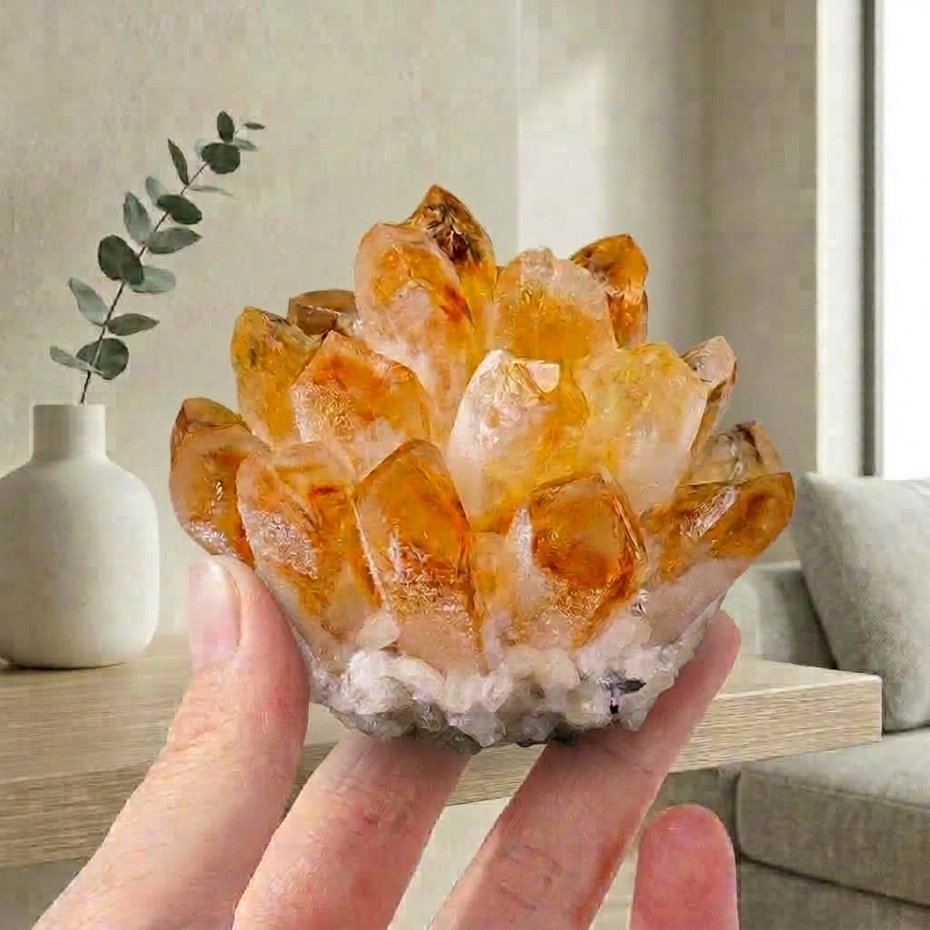 High-Grade Citrine Cluster | Deep Golden Raw Crystal