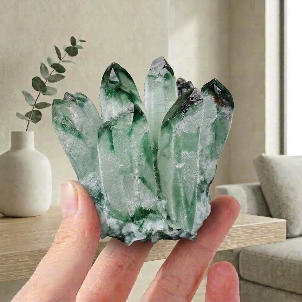 Green Phantom Quartz Cluster | Growth & Abundance