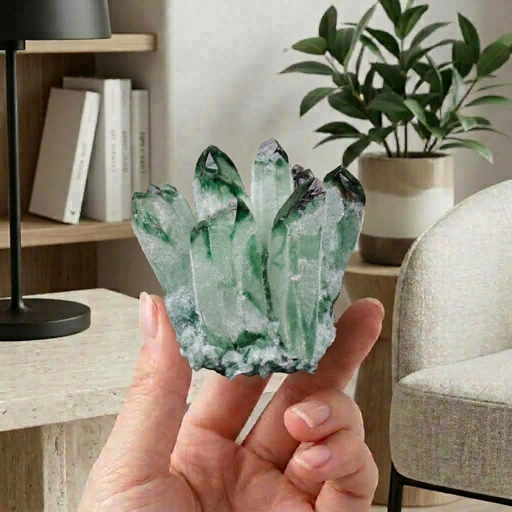 Green Phantom Quartz Cluster | Growth & Abundance