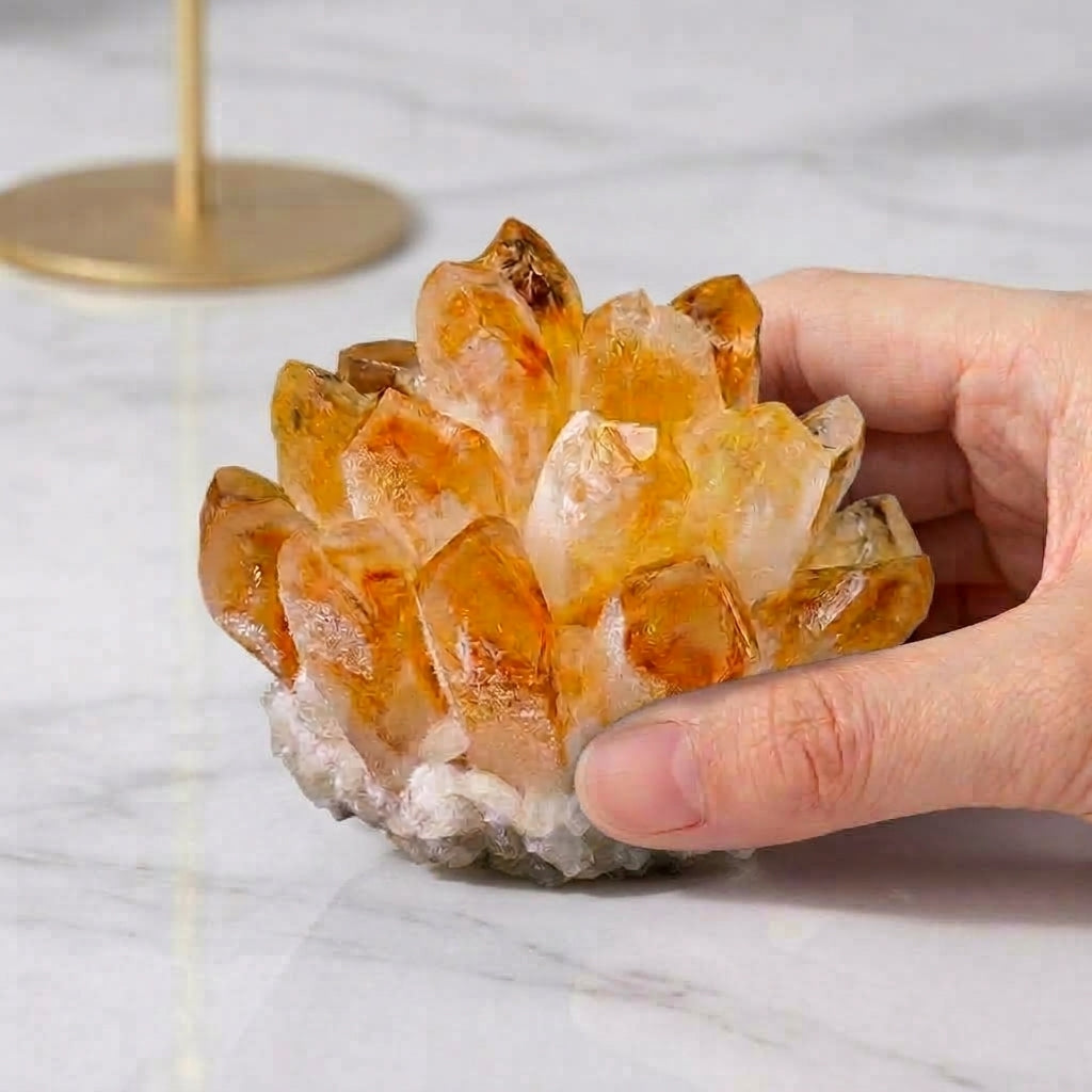 High-Grade Citrine Cluster | Deep Golden Raw Crystal